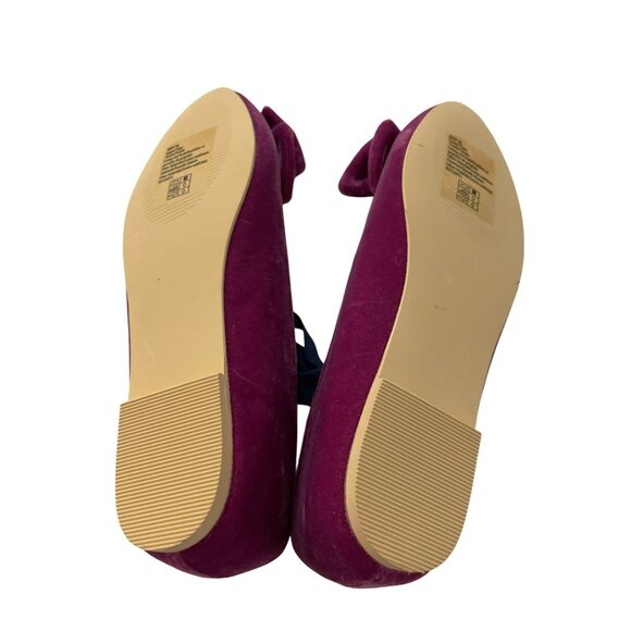 Janie and Jack $69 Velvet Bow-Accent Ballet Flats In Magenta NEW - Picture 5 of 9